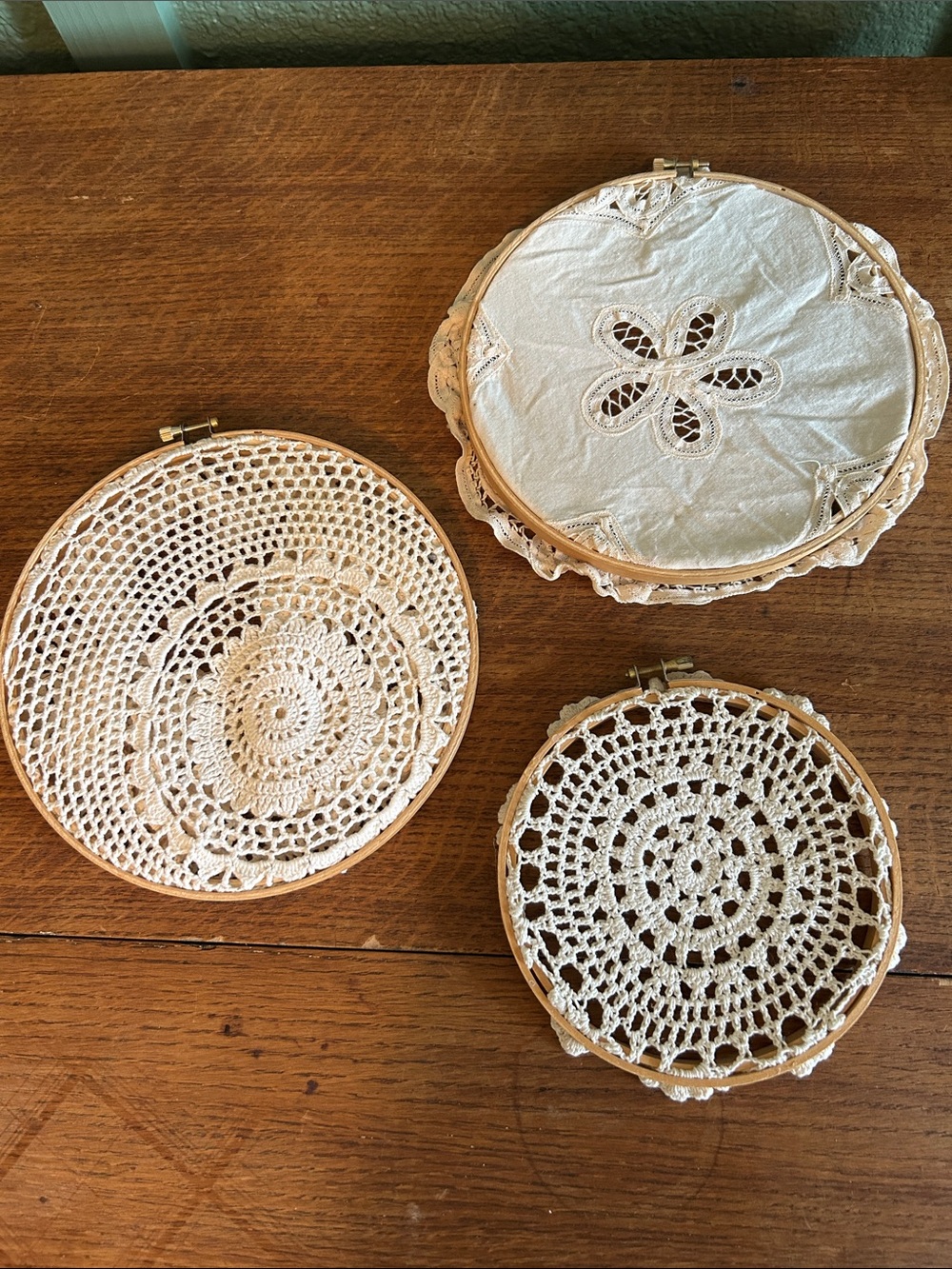 Vintage doily wall art